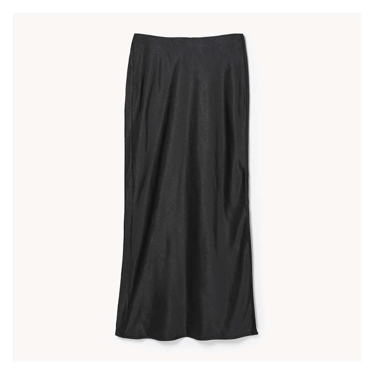 Black satin elastic skirt best sale